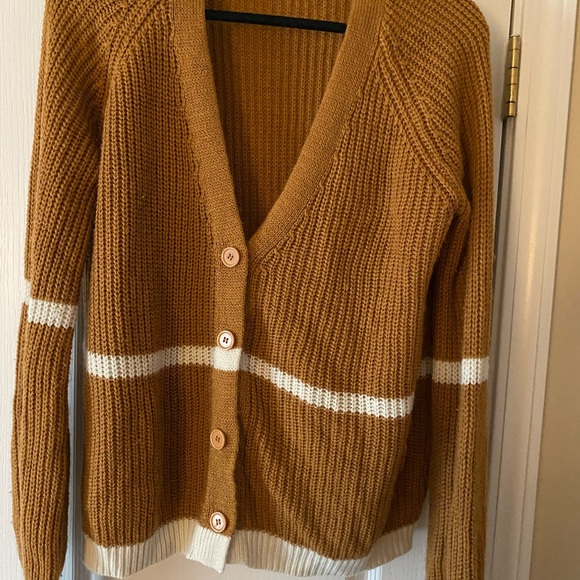 Charlotte Russe XL Cardigan White Striped Half Button Up - Picture 2 of 3